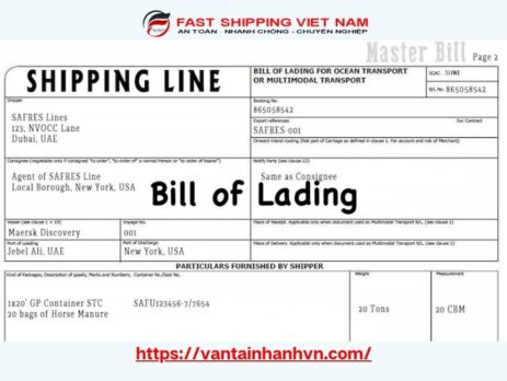 Các thông tin quan trọng trên vận đơn